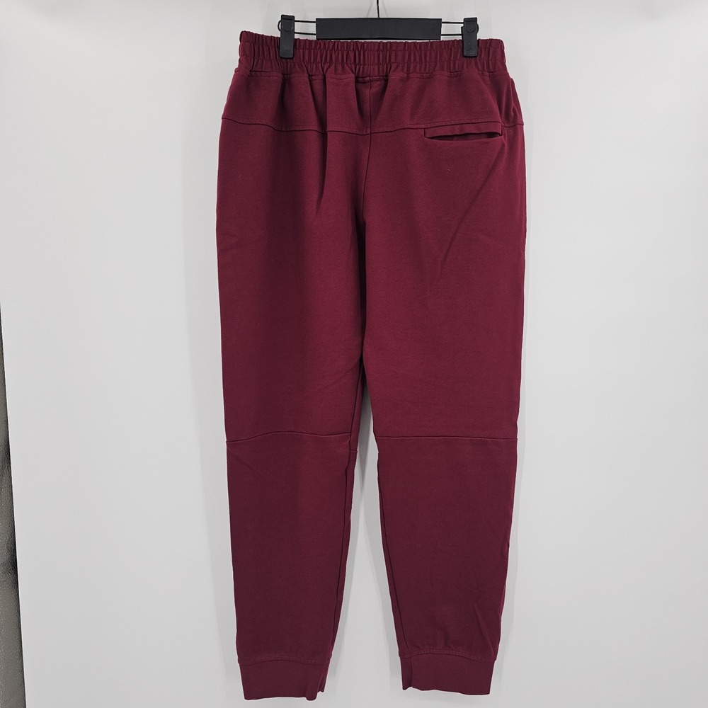 YeKim Mens Jogger Sweatpants Wine Red Size XL Pull On Stretch Logo Pockets Heavy